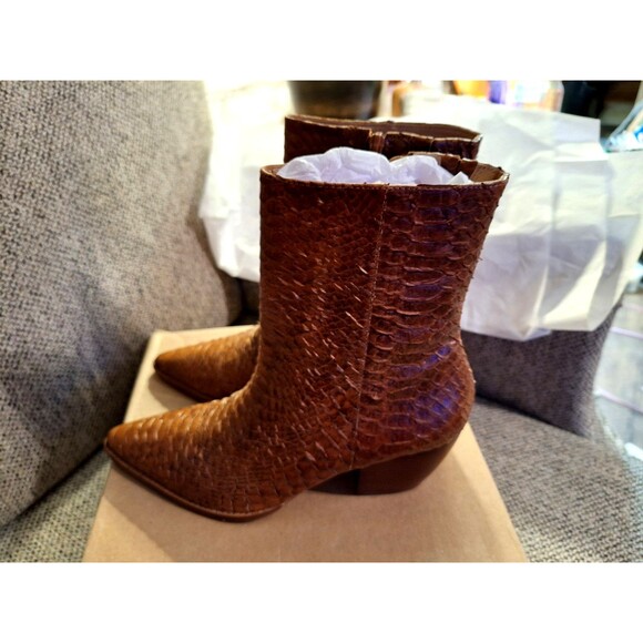 Matisse Caty Snake Pointed Toe Cowboy Zippered Booties Womens BROWN Casual Boots - Picture 3 of 16